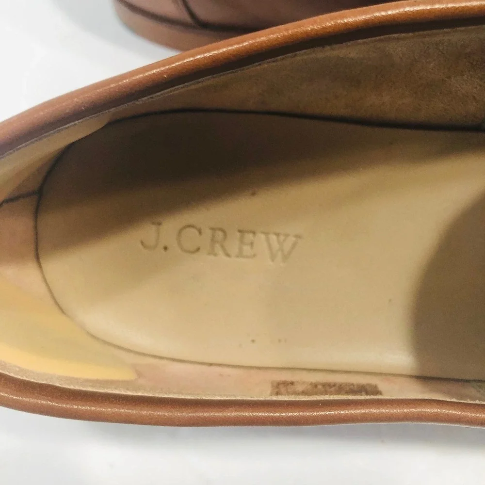 J Crew Ryan Penny Loafers Shoes Brown Leather Preppy Minimalist Flats Womens 10